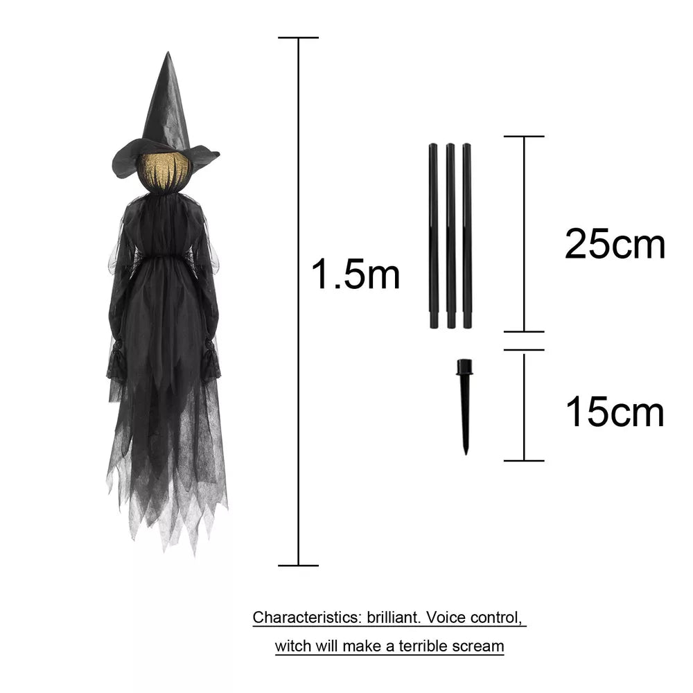 Lighted Halloween Witch Stake - Halloween Witches Decor