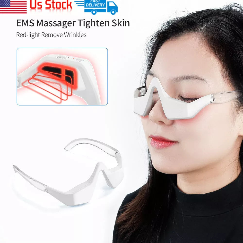 3D Micro-Current Pulse Eye Massager with Red Light - Relieves Dark Circles, Removes Wrinkles, Anti-Ageing