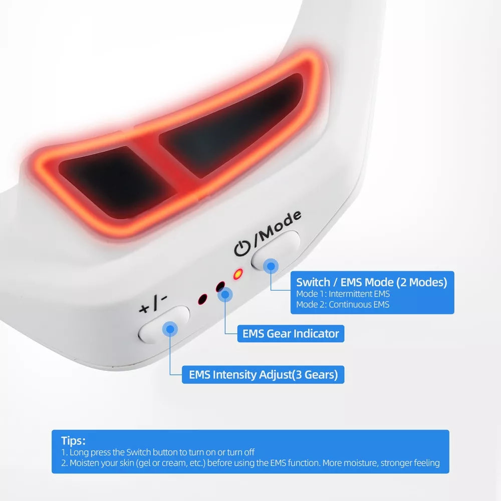 3D Micro-Current Pulse Eye Massager with Red Light - Relieves Dark Circles, Removes Wrinkles, Anti-Ageing