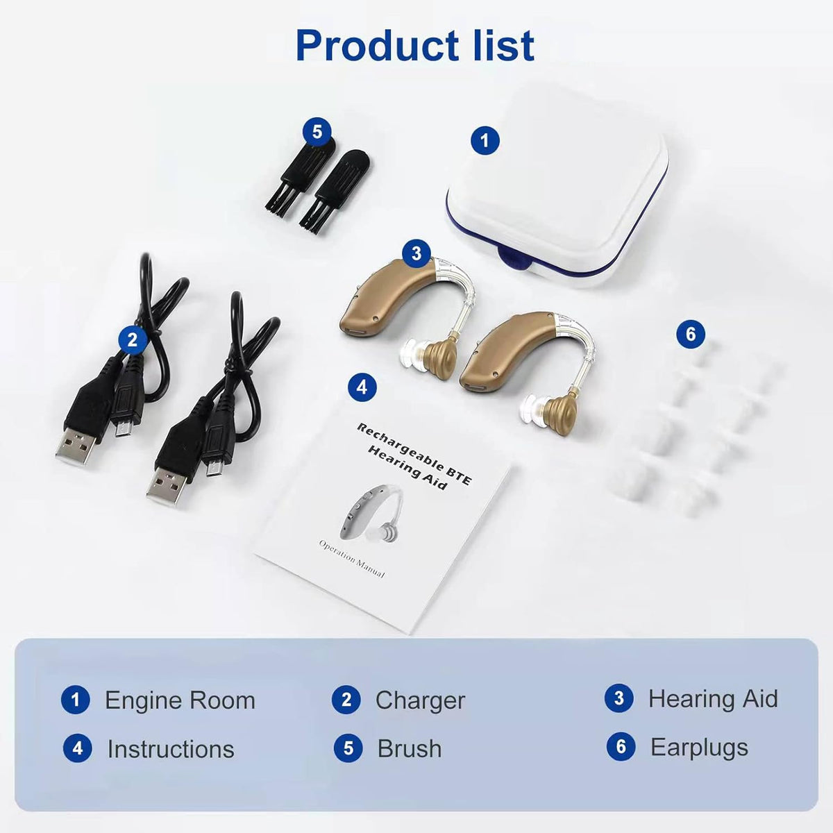 In-Ear Rechargeable Adjustable OTC Hearing Aids