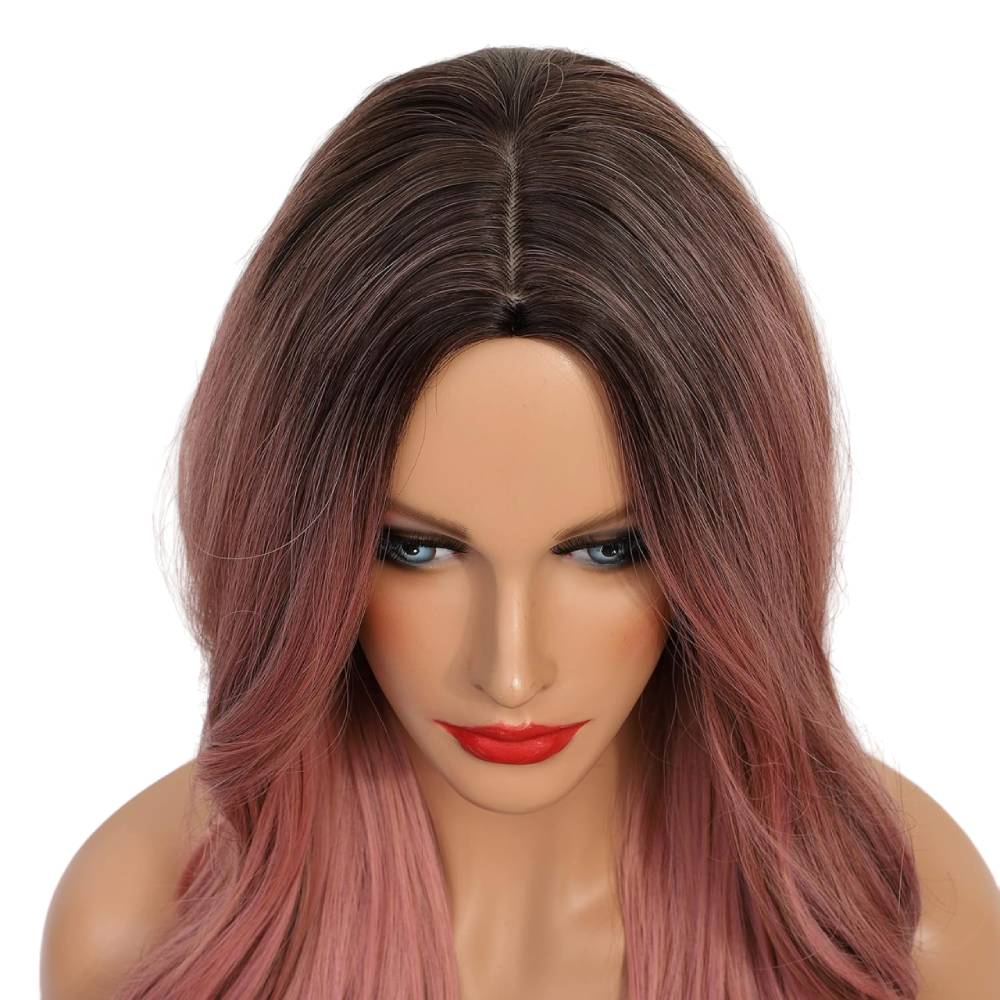 Long Wavy Wig Ombre Pink