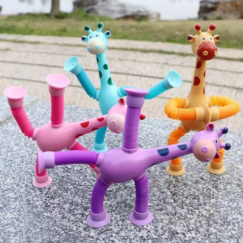 Telescopic suction cup giraffe toy