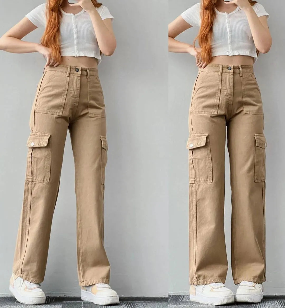 Mid-waist Straight Fit Cargo Pants