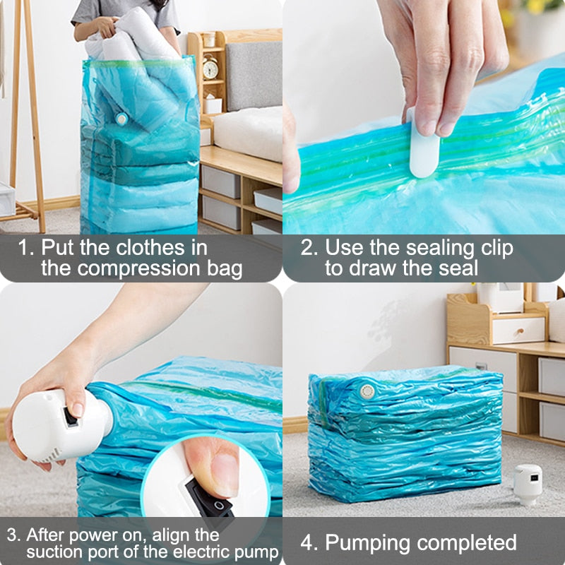 Durable Electric Vacuum Compression Bag - 75% More Storage!