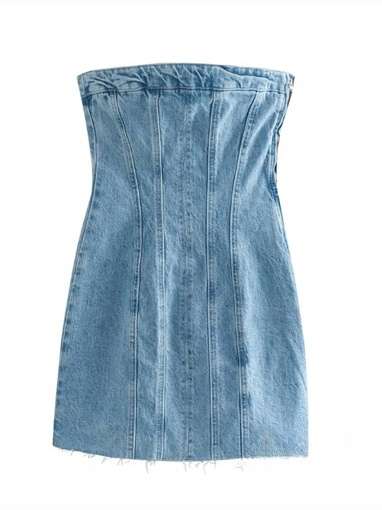 Blue Denim Mini Party Dress