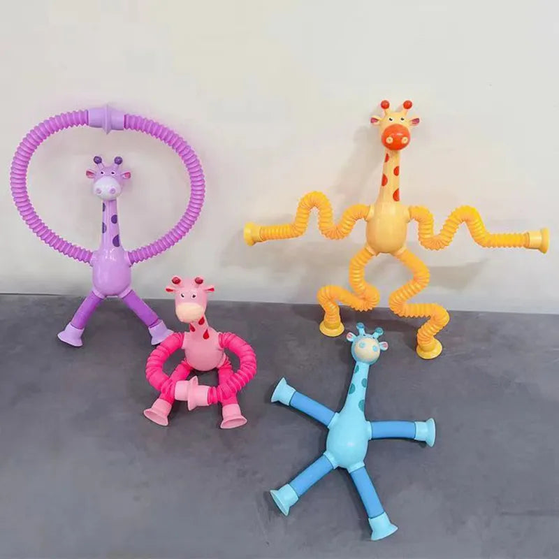 Telescopic suction cup giraffe toy